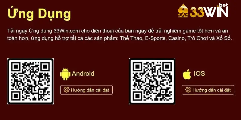 Người chơi tiến hành quét mã QR để tải app 33win