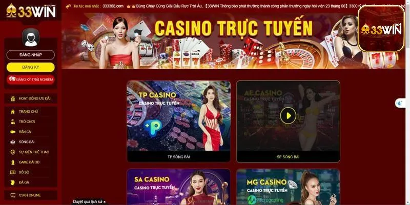 Sảnh live casino 33win sân chơi cá cược đáng trải nghiệm